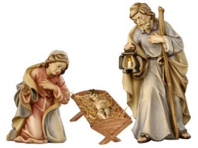 Hl. Familie Jesukind lose in Holzwiege color, RA